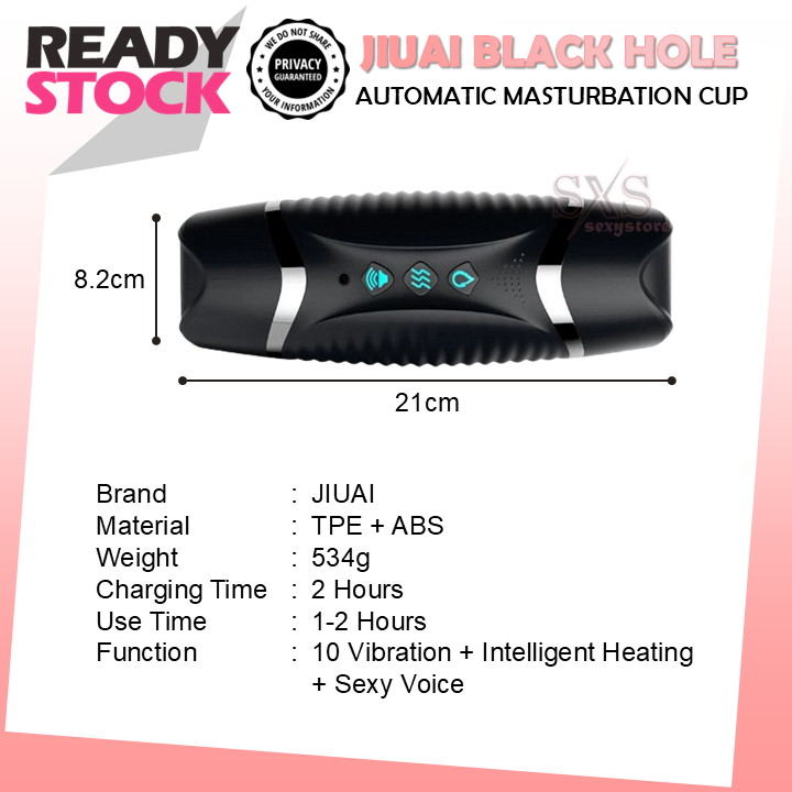JIUAI Black Hole Dual Head Heating Function Masturbation Cup With Women Moaning Voice