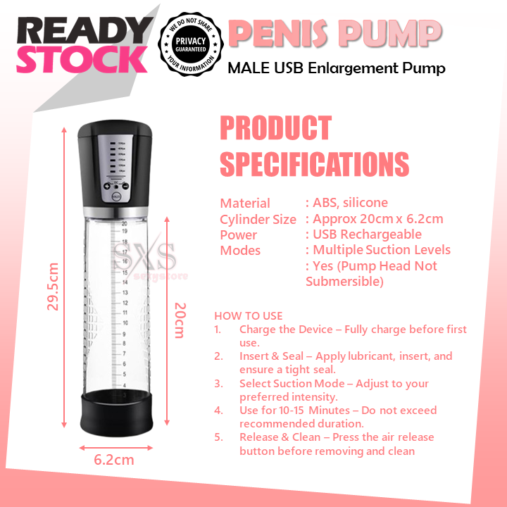 USB Penis Pump โ Usb Rechargeable Vacuum Enlargement Pump for Men