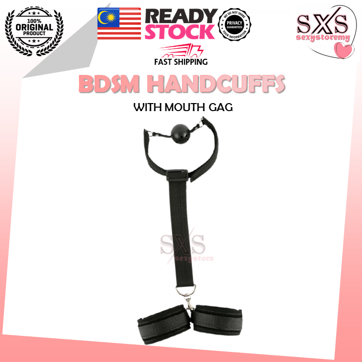 BDSM Mouth Gag Restraint Tied Up & Ball Gagged-SM Back Handcuffs Necklace SEX TOYS Sex Toy sextoysmalaysia 情趣束缚