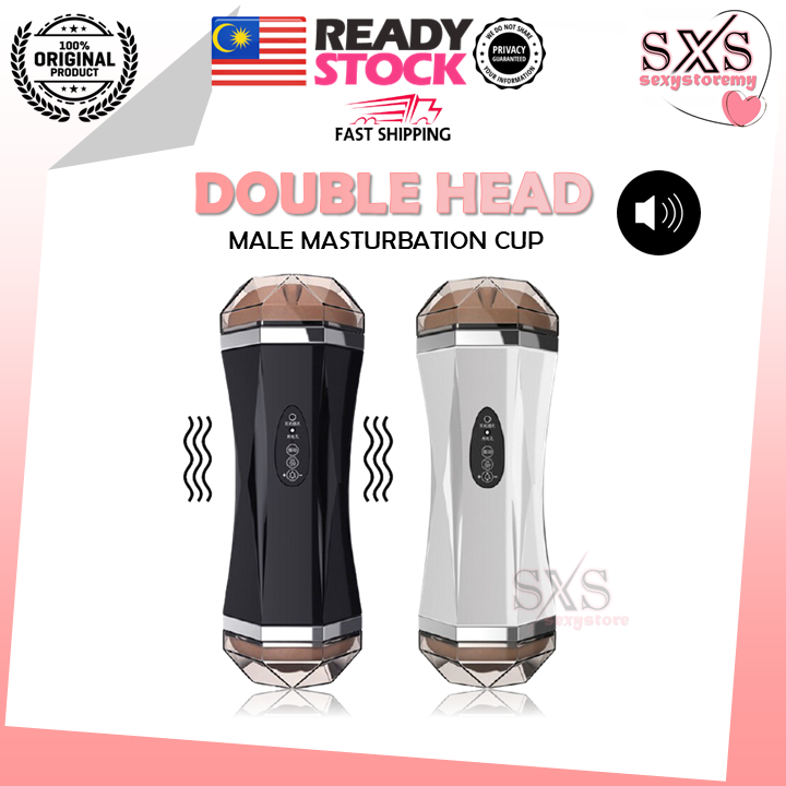 🔥Double Hole🔥 Smart 2 IN 1 Sound Vibrating Masturbator For Men Sex Toy Male Masturbation Vagina Oral Alat Lancap Lelaki