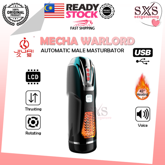 JIUAI Mecha Warlord Automatic Telescopic & Rotating 4 Languages Heating Male Masturbation Cup With Holder