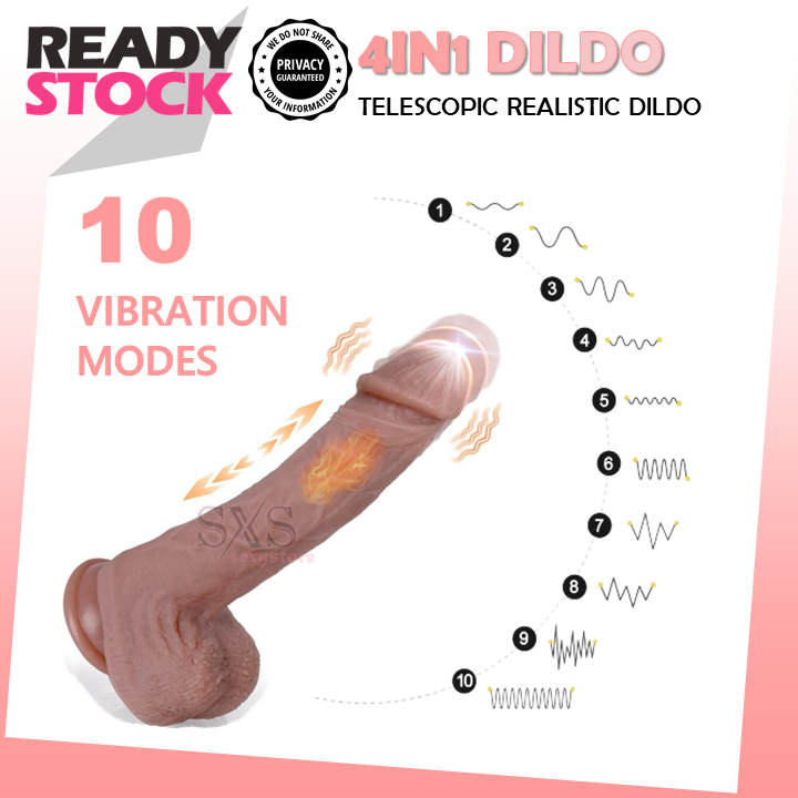 4in1 Realistic Thrusting Dildo Vibrator Skin Feeling 10 Vibration Mode With Remote Control