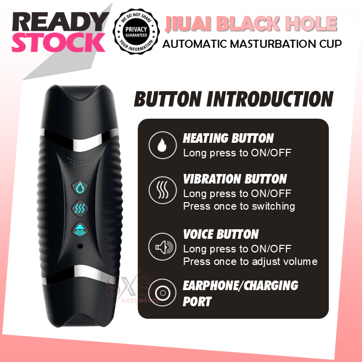 JIUAI Black Hole Dual Head Heating Function Masturbation Cup With Women Moaning Voice