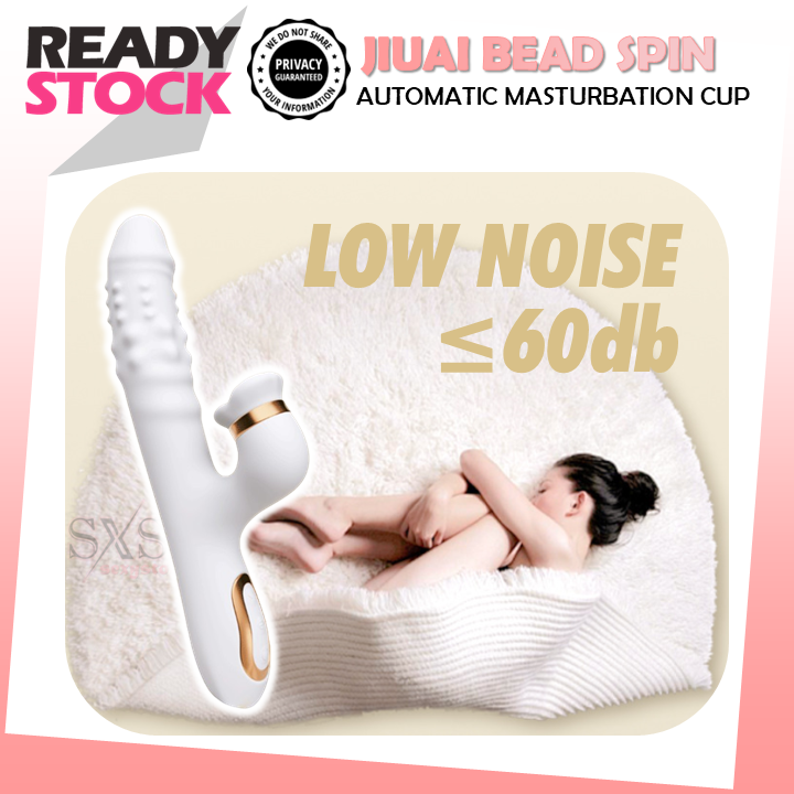 JIUAI BEAD SPIN Dual G Spot Clitoral Vibrator Thrusting & Rotating Dildo Shape AV Massager With Tongue Licking