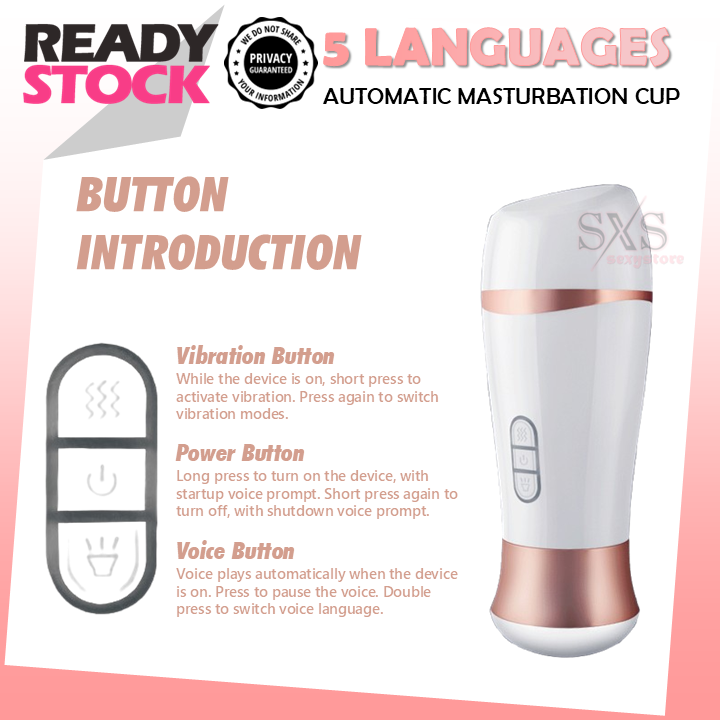 MIZZZEE Automatic Masturbation Cup with 5 Languages Sound - New Little Love Cup