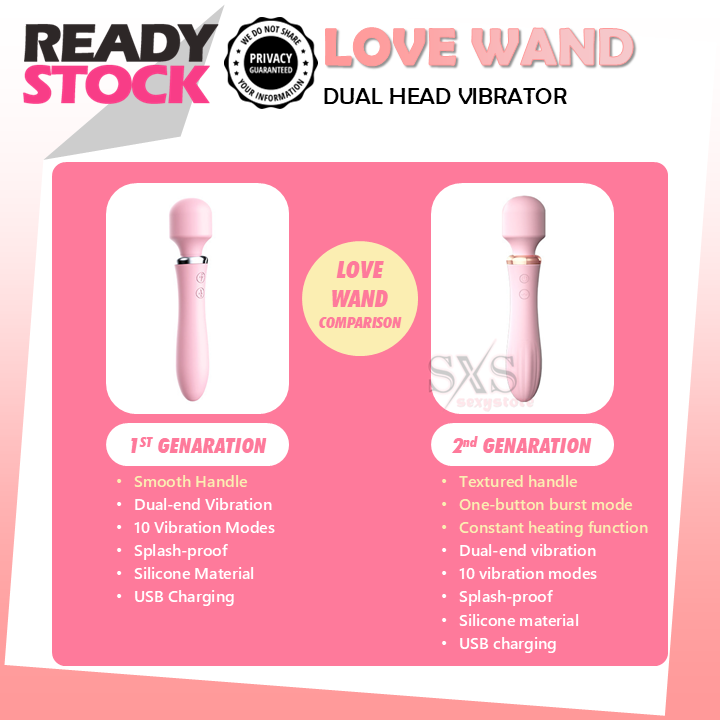 LILO "Love Wand" Dual-Head Vibrator Rechargeable Multi-Speed AV Massager for Women