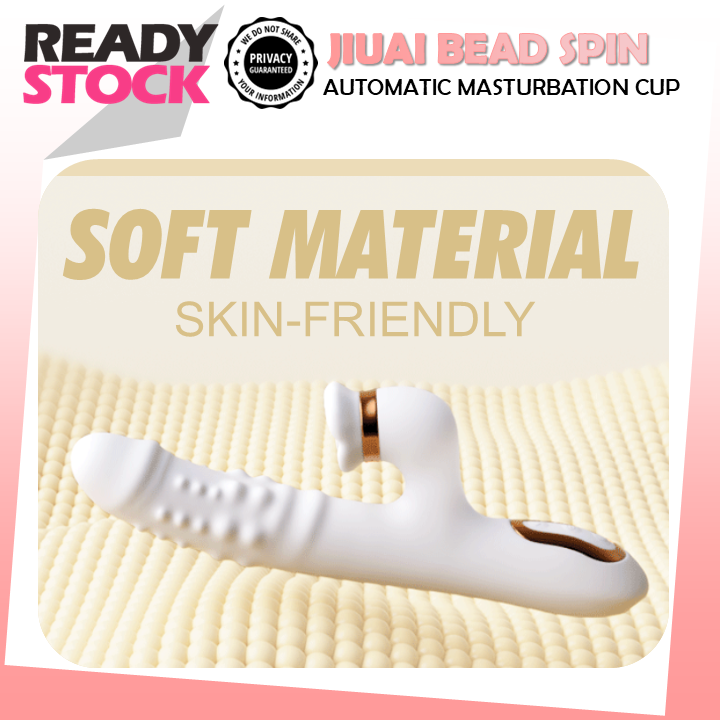 JIUAI BEAD SPIN Dual G Spot Clitoral Vibrator Thrusting & Rotating Dildo Shape AV Massager With Tongue Licking