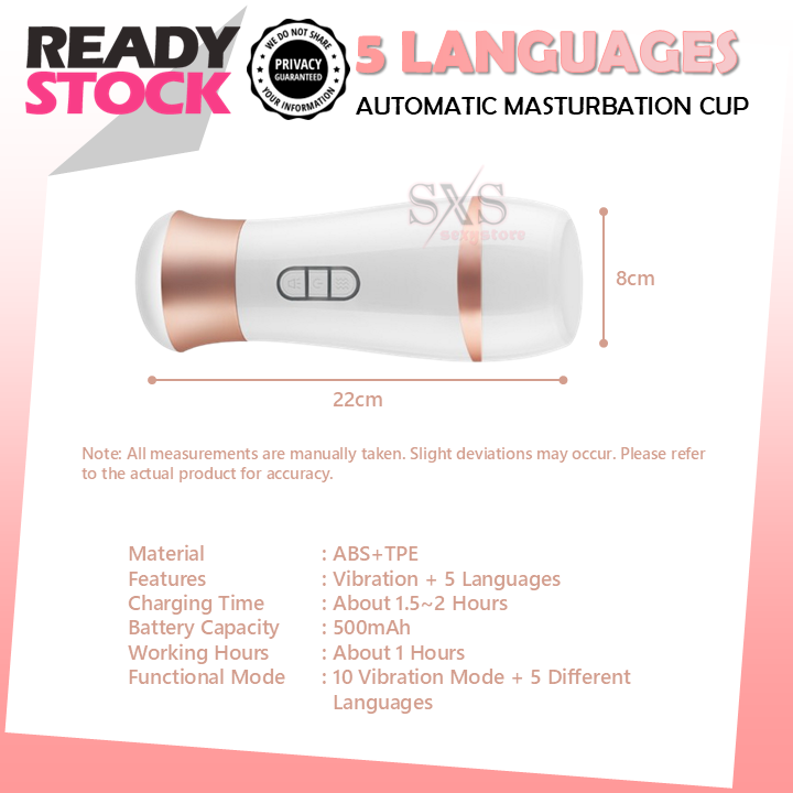 MIZZZEE Automatic Masturbation Cup with 5 Languages Sound - New Little Love Cup