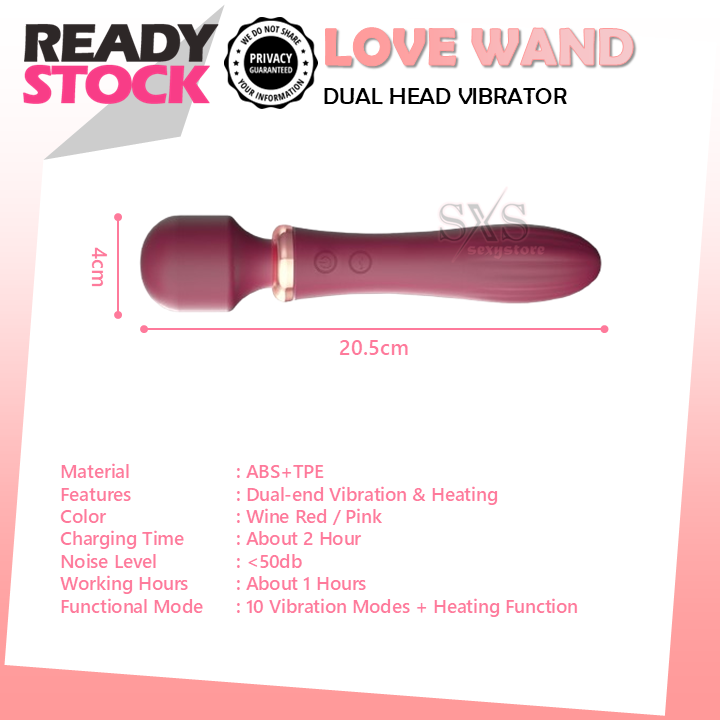 LILO "Love Wand" Dual-Head Vibrator Rechargeable Multi-Speed AV Massager for Women