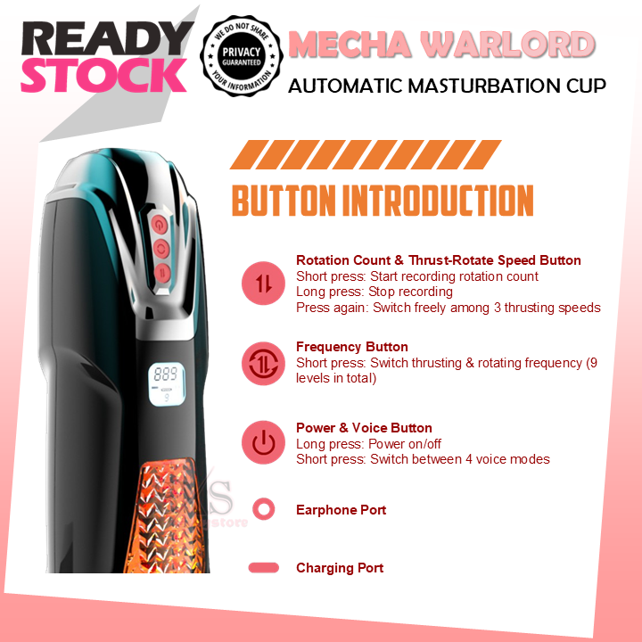 JIUAI Mecha Warlord Automatic Telescopic & Rotating 4 Languages Heating Male Masturbation Cup With Holder