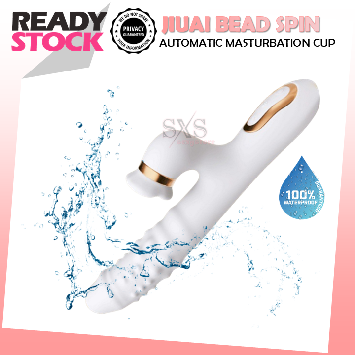 JIUAI BEAD SPIN Dual G Spot Clitoral Vibrator Thrusting & Rotating Dildo Shape AV Massager With Tongue Licking