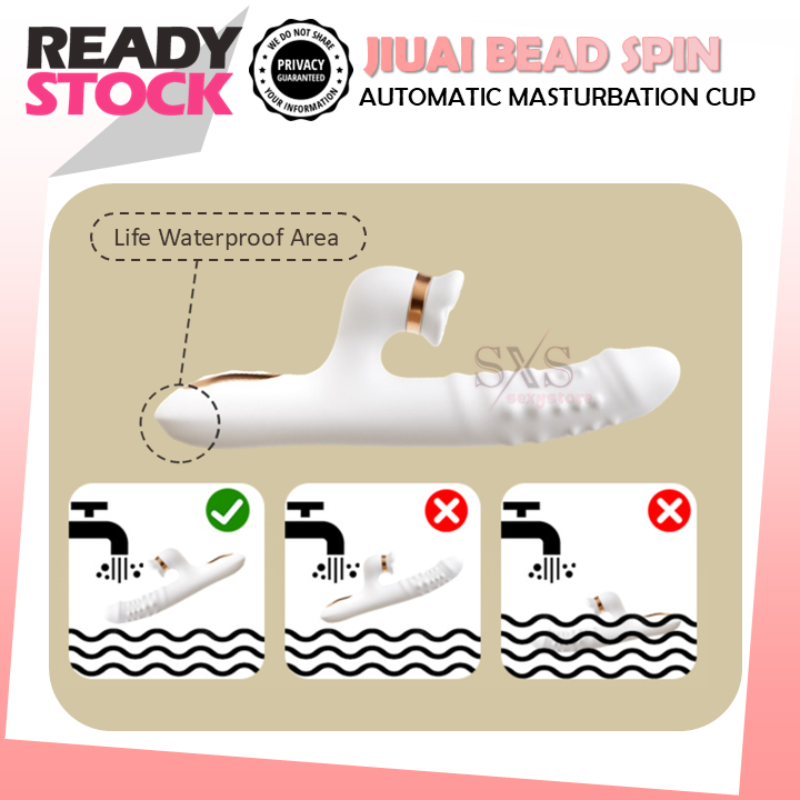 JIUAI BEAD SPIN Dual G Spot Clitoral Vibrator Thrusting & Rotating Dildo Shape AV Massager With Tongue Licking