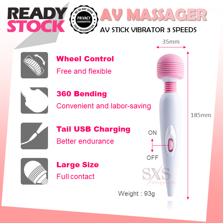 💗SYOK!!!💗AV Vibrator USB Rechargeable AV Stick G Spot Vibrator for Woman Massager Sex Toys Alat Pembantu Wanita 自慰器 自慰棒