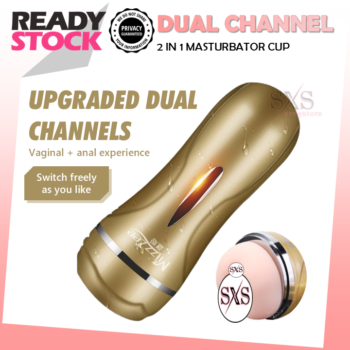 Premium Twin Thrill Dual-Channel Stroker - 1 Sided Vagina & Anal 2-in-1 Pleasure Cup For Men