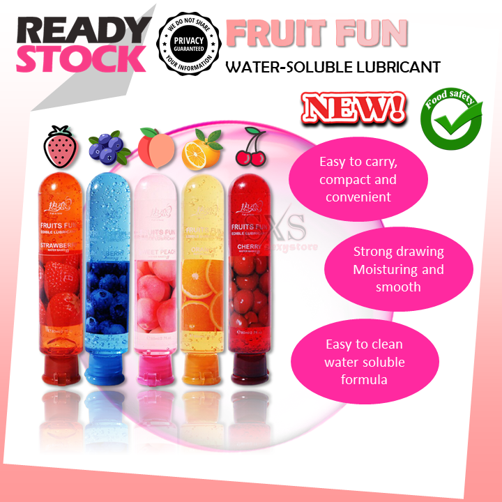 FRUITS FUN 80ML Water Soluble Sex Lubricant Oil Gel Smooth Fruity Adult Sexual Jelly Gel Edible Flavor Sex Toys 润滑油 可食用