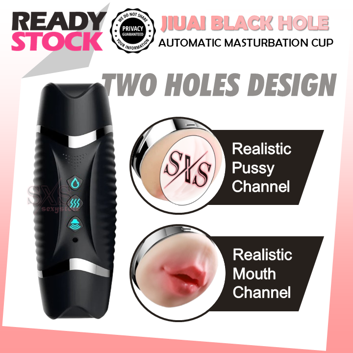 JIUAI Black Hole Dual Head Heating Function Masturbation Cup With Women Moaning Voice