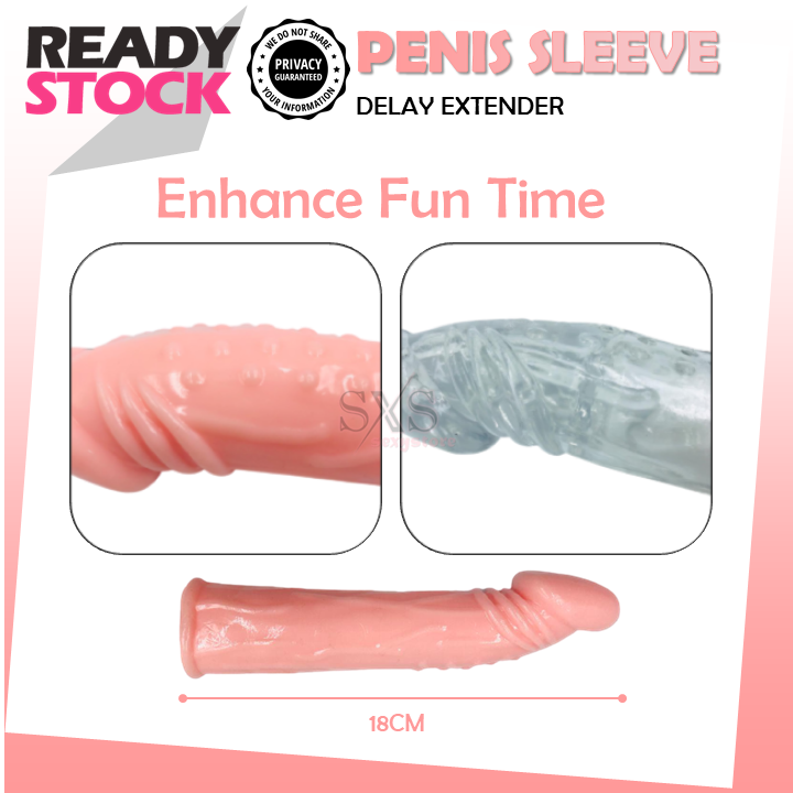 🔥18CM EXTENDER CONDOM🔥Penis Extender Sleeve Reusable Delay Condom Sex Toys Extend 7CM Lagi Panjang Lagi Tahan Lama 加长 加大