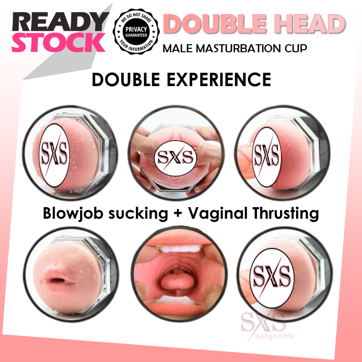 🔥Double Hole🔥 Smart 2 IN 1 Sound Vibrating Masturbator For Men Sex Toy Male Masturbation Faraj Oral Alat Lancap Lelaki