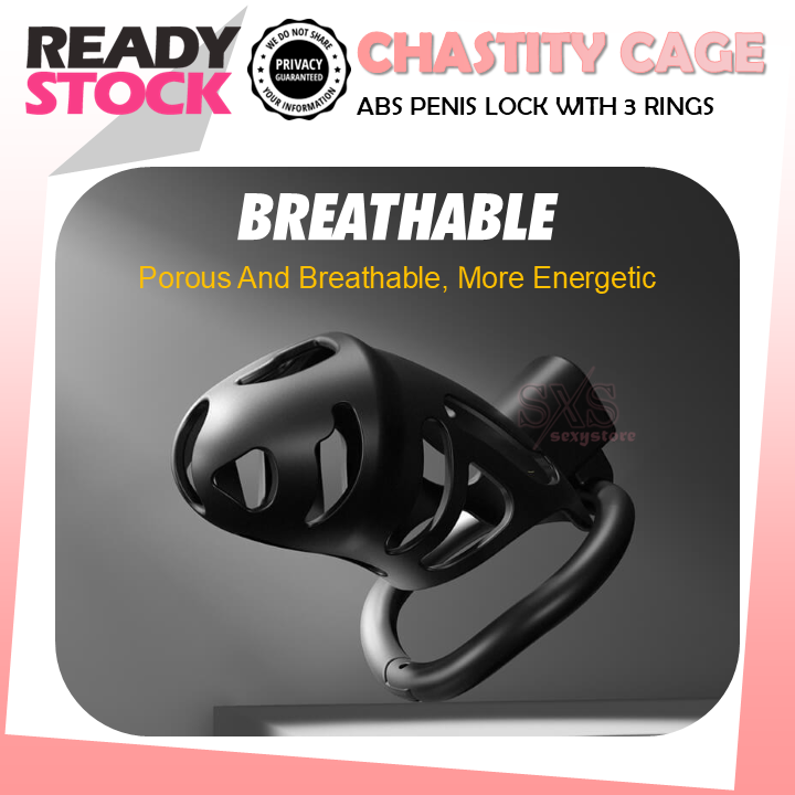 Male Chastity Cage Lightweight Resin ABS Cock Cage with 3 Ring Sizes