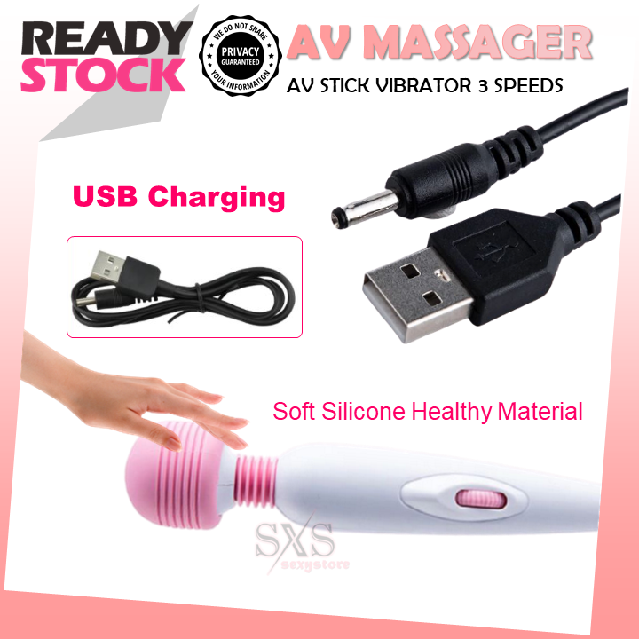 💗SYOK!!!💗AV Vibrators USB Rechargeable AV Stick G Spot Vibrator for Woman Massager Sex Toys Alat Pembantu Wanita 自慰器 自慰棒