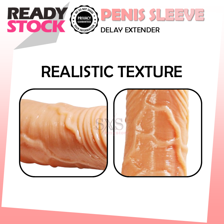 Reusable 18cm Penis Sleeve Extender Realistic Textured Cock Extender