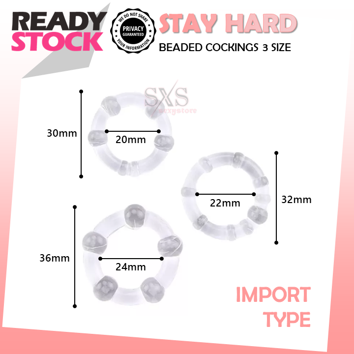 3size SET Beaded Silicone Penis Ring Long Lasting Delay Ring Tahan Lama Cock ring Cincin Zakar Sex Toy For Man 锁精环