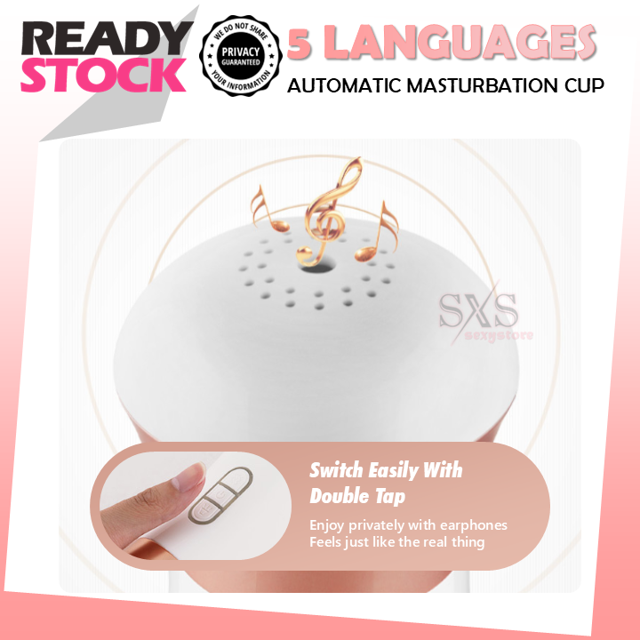 MIZZZEE Automatic Masturbation Cup with 5 Languages Sound - New Little Love Cup