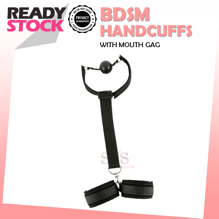BDSM Mouth Gag & Restraint – Ball Gag with Back Handcuffs for Bondage Play