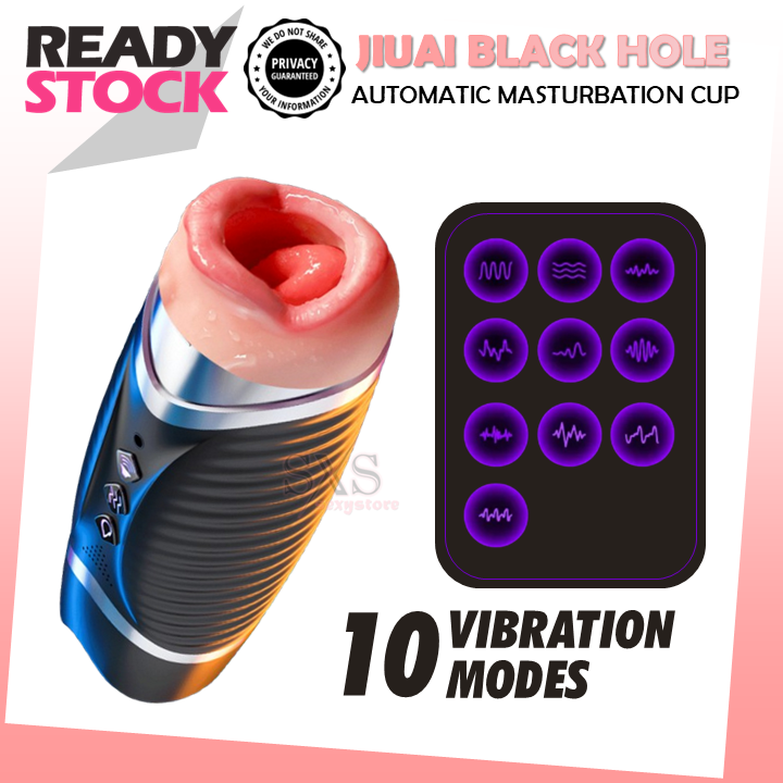 JIUAI Black Hole Dual Head Heating Function Masturbation Cup With Women Moaning Voice