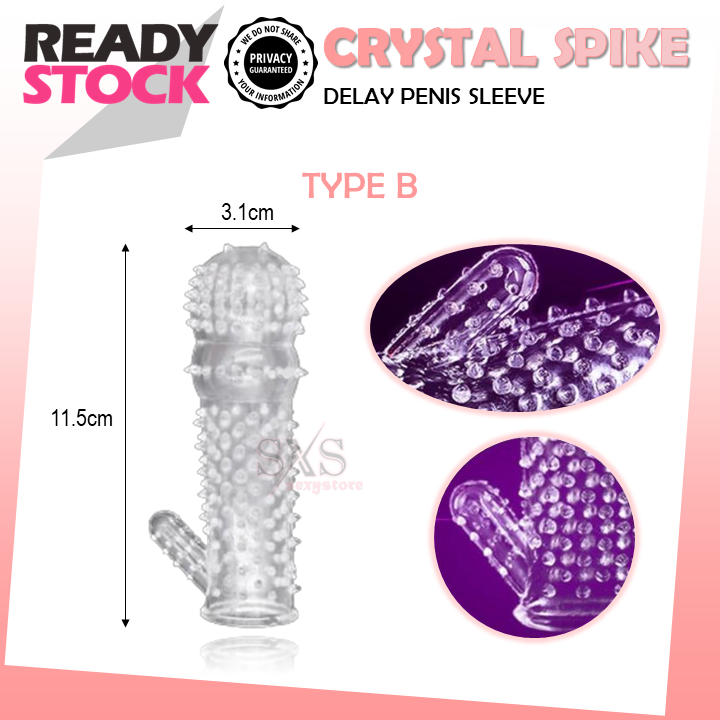 🔥Crystal Spike Condom Men Crystal Sleeve Enlarger Extender Maximum Pleasure Kondom Tahan Lama REUSEABLE CONDOM 颗粒水晶套 安全套