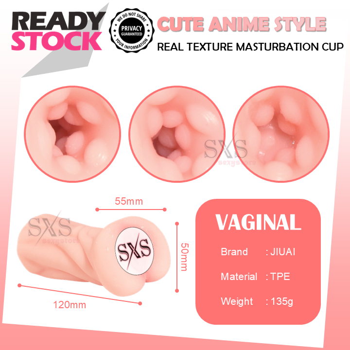 JIUAI Cute Anime Style Pocket Fake Pussy Male Masturbation Cup TPE Silicone
