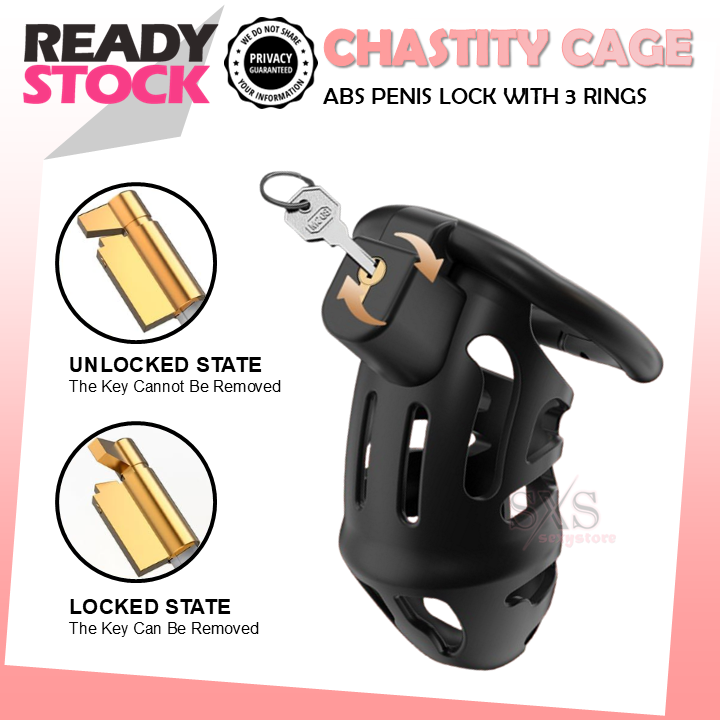 Male Chastity Cage Lightweight Resin ABS Cock Cage with 3 Ring Sizes