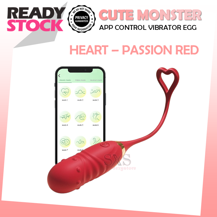 CUTE MONSTER HEART App Control Automatic Telescopic Vibrating Egg with 12 Vibration Modes