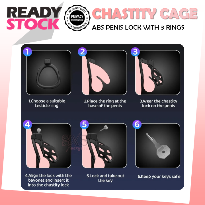 Male Chastity Cage Lightweight Resin ABS Cock Cage with 3 Ring Sizes