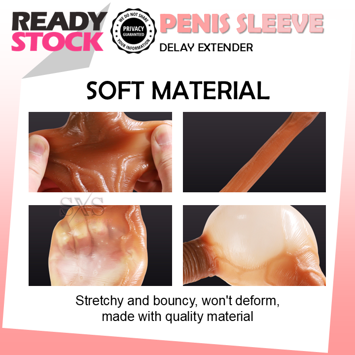 Reusable 18cm Penis Sleeve Extender Realistic Textured Cock Extender