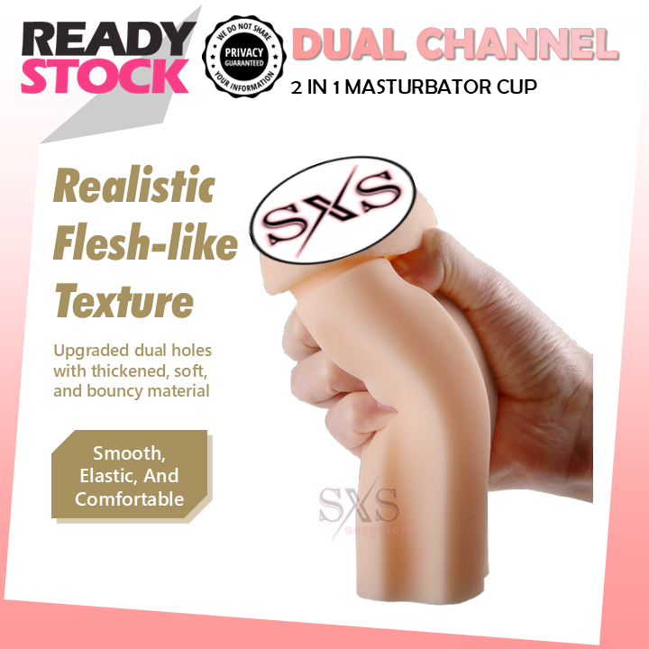 Premium Twin Thrill Dual-Channel Stroker - 1 Sided Vagina & Anal 2-in-1 Pleasure Cup For Men