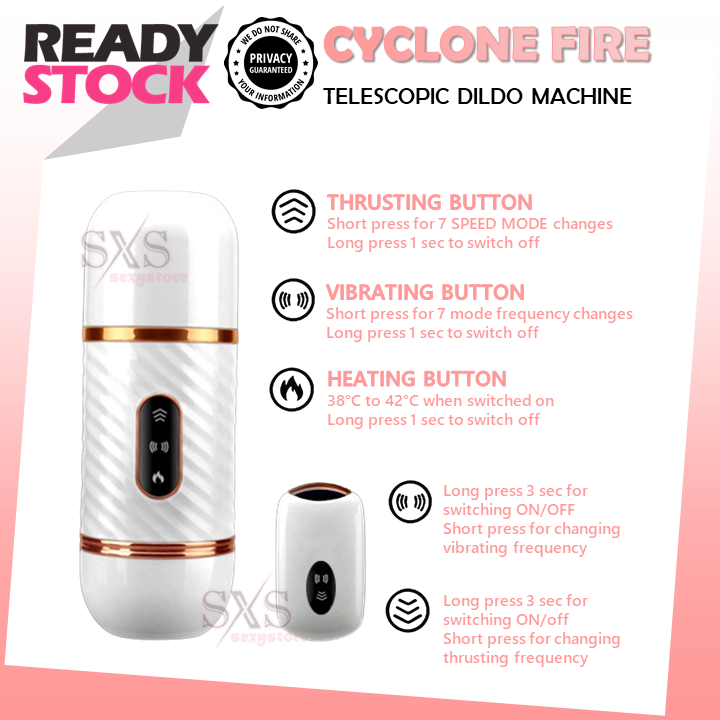 𝐇𝐀𝐍𝐃𝐒-𝐅𝐑𝐄𝐄 Cyclone Fire Telescopic Dildo Machine – Powerful Thrusting Vibrator for Women