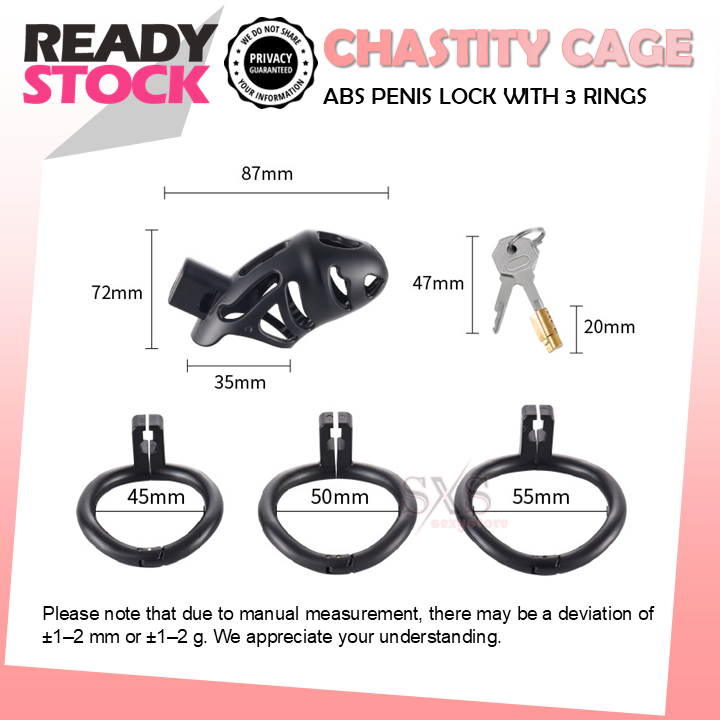 Male Chastity Cage Lightweight Resin ABS Cock Cage with 3 Ring Sizes