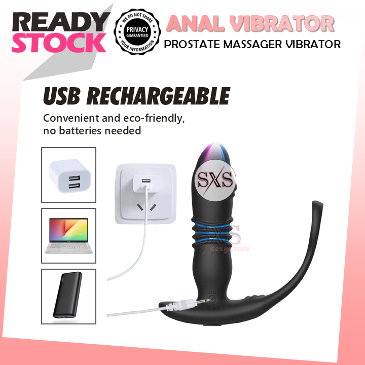 APP Controlled 3-IN-1 Prostate Vibrator Anal Vibrator Dildo Shape Butt Plug Cock Ring With Thrusting & Vibration
