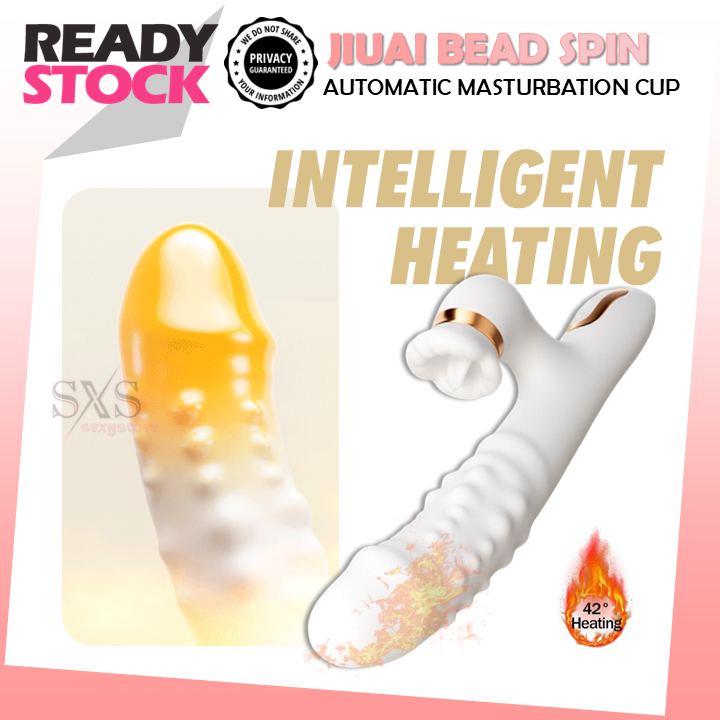 JIUAI BEAD SPIN Dual G Spot Clitoral Vibrator Thrusting & Rotating Dildo Shape AV Massager With Tongue Licking