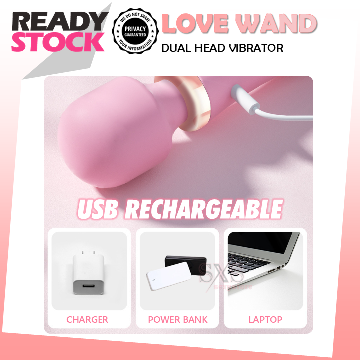 LILO "Love Wand" Dual-Head Vibrator Rechargeable Multi-Speed AV Massager for Women