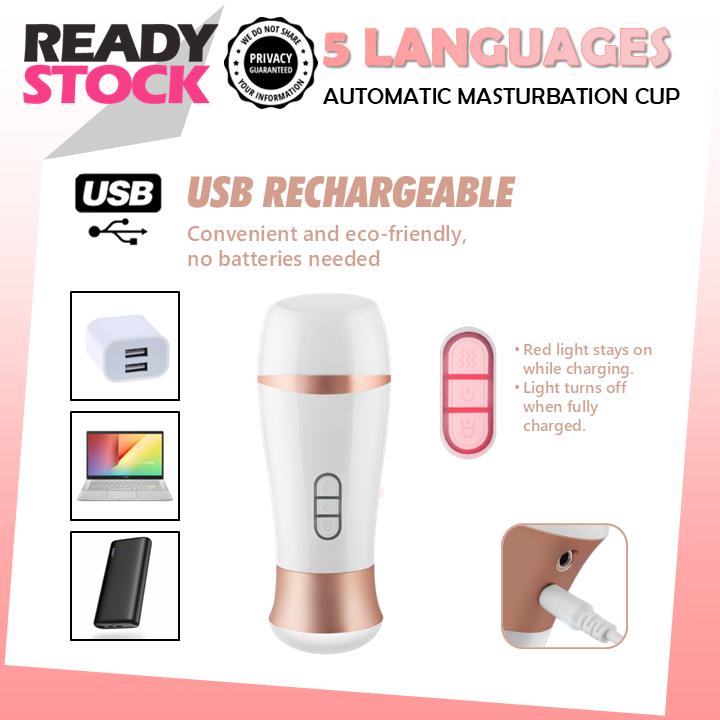 MIZZZEE Automatic Masturbation Cup with 5 Languages Sound - New Little Love Cup