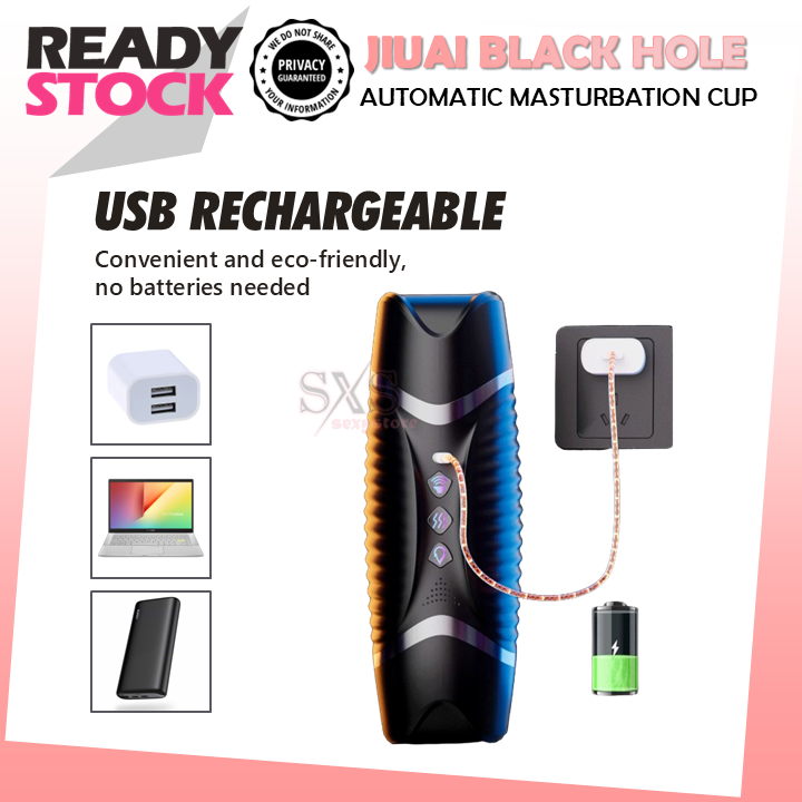 JIUAI Black Hole Dual Head Heating Function Masturbation Cup With Women Moaning Voice